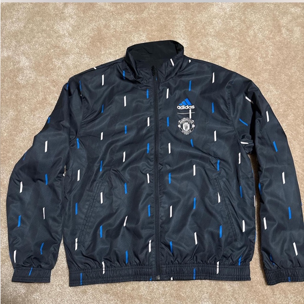 MANCHESTER UNITED x ADIDAS On Field Team Logo Anthem Reversible Zip Jacket NEW - Picture 8 of 13